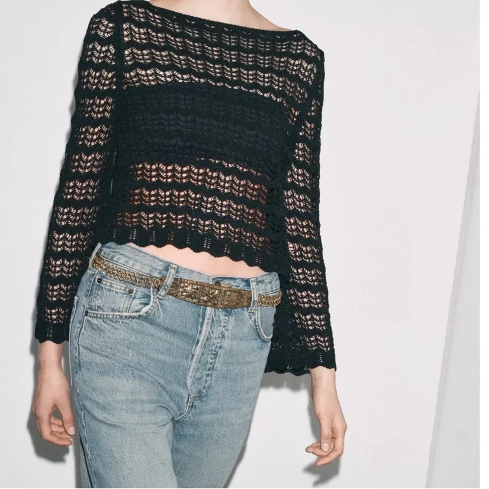 Zara NWT engraved piece link belt 4548/101 L/XL